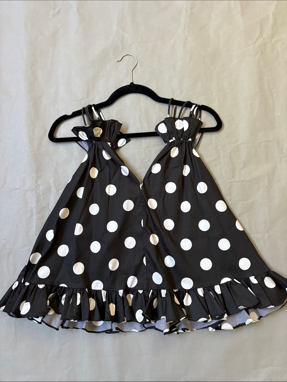 Caroline Constas Black & White Polka Dot Ruffle Halter Top. Size small